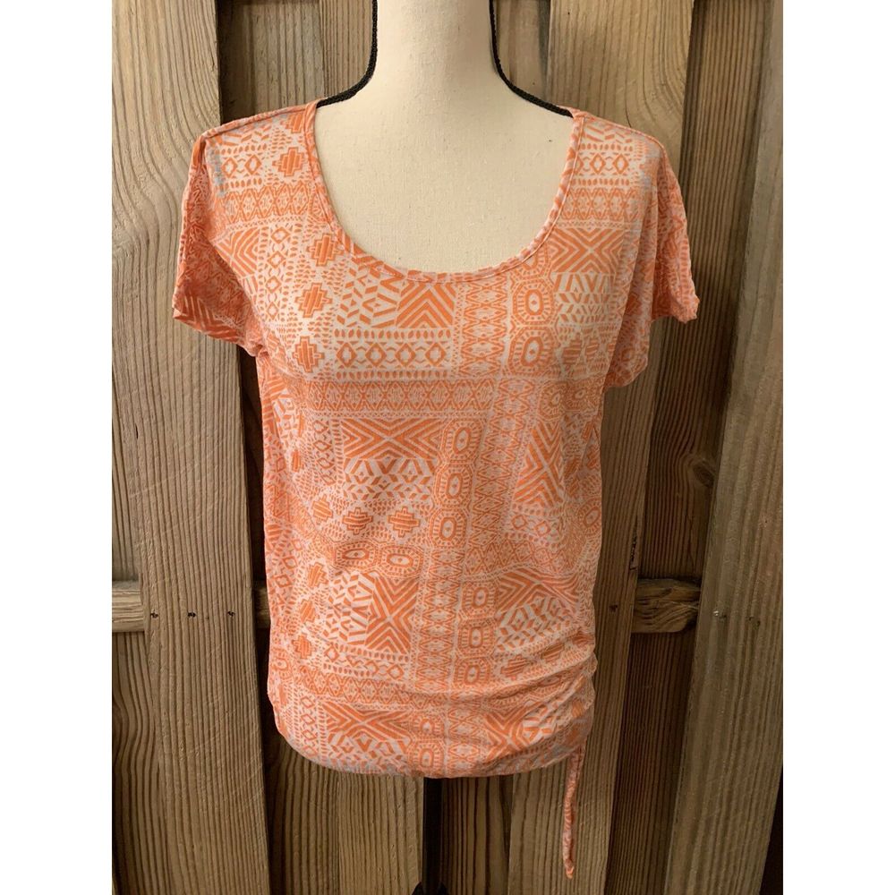 Prana Orange Geometric Print Shirt